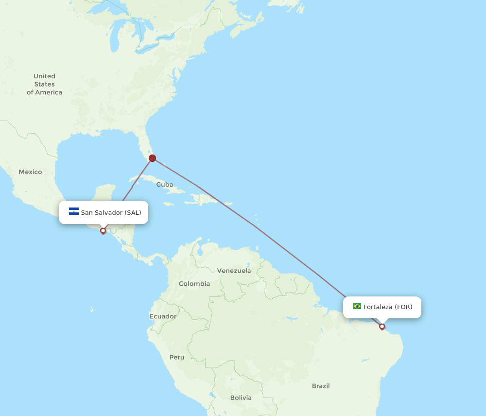 Flights from San Salvador to Fortaleza SAL to FOR Flight Routes