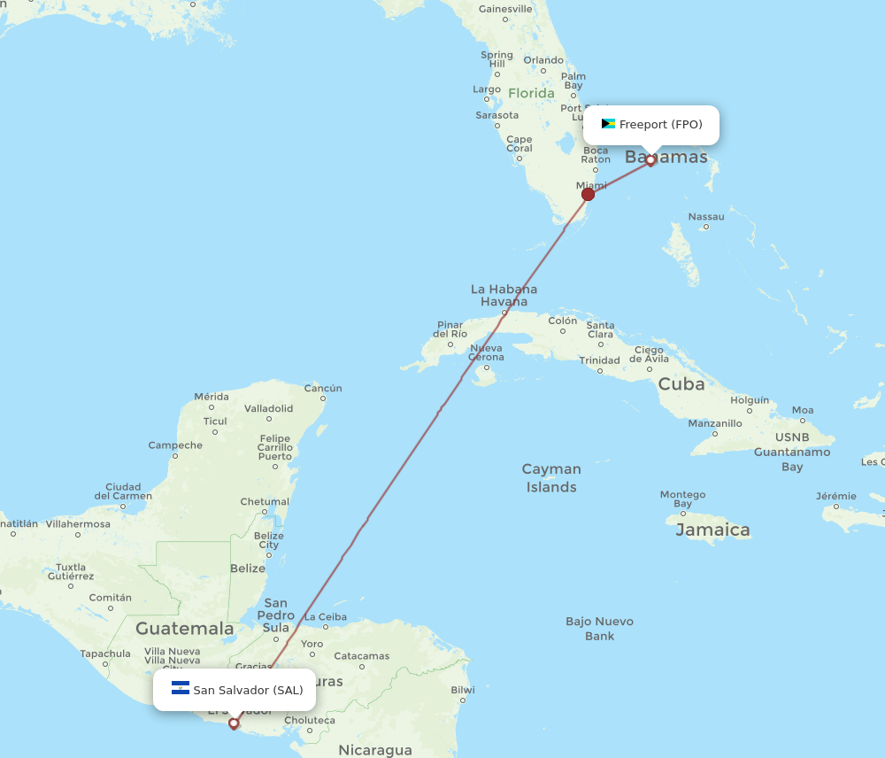 Flights from San Salvador to Freeport SAL to FPO Flight Routes