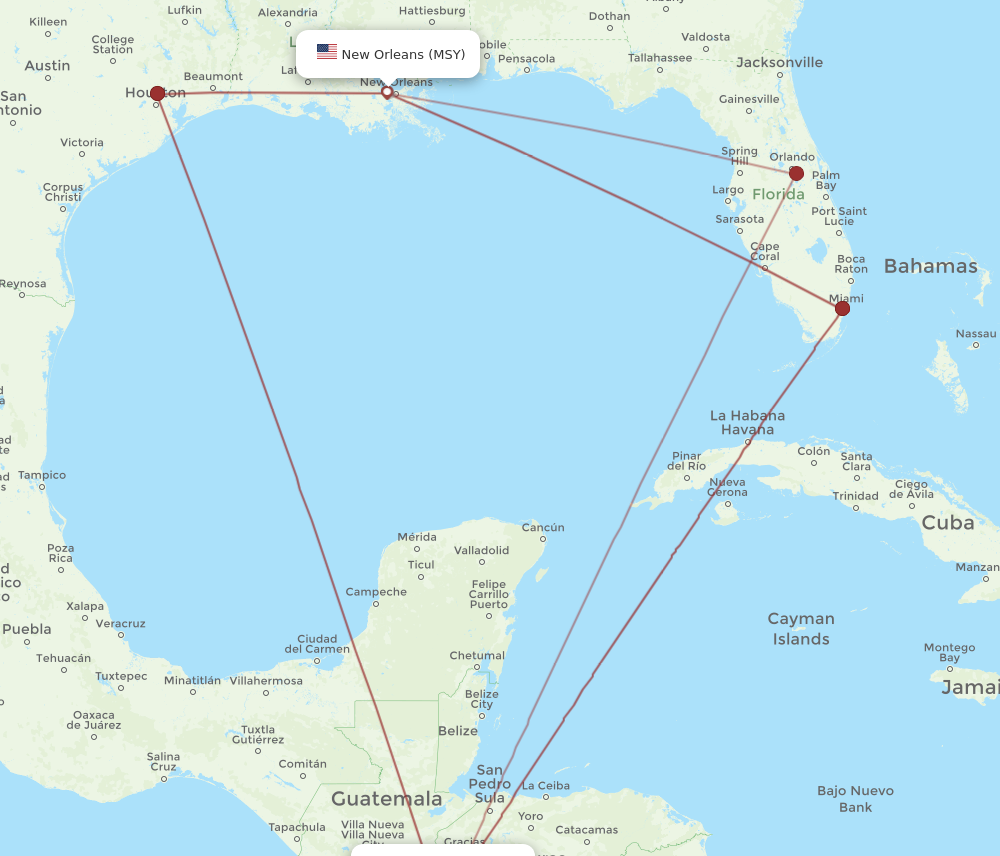 All Flight Routes From San Salvador To New Orleans Sal To Msy Flight Routes 9371