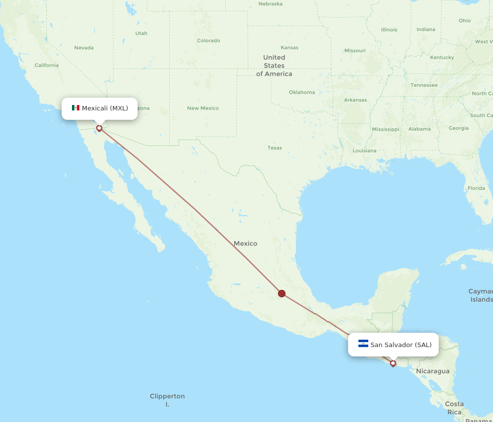 Flights from San Salvador to Mexicali, SAL to MXL - Flight Routes