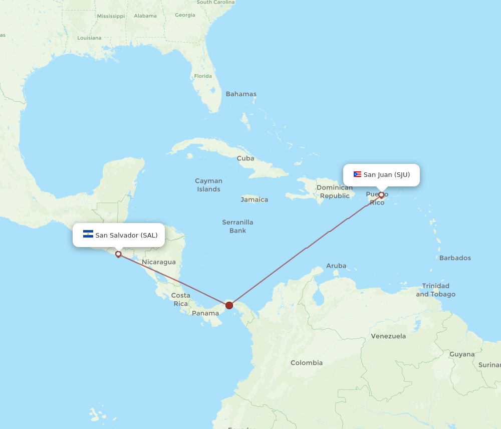 Flights from San Salvador to San Juan SAL to SJU Flight Routes