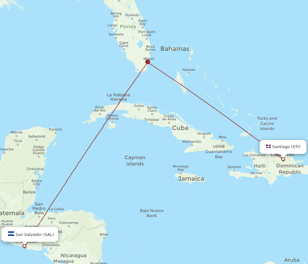 Flights from San Salvador to Santiago SAL to STI Flight Routes