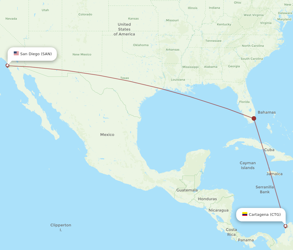 Flights from San Diego to Cartagena SAN to CTG Flight Routes