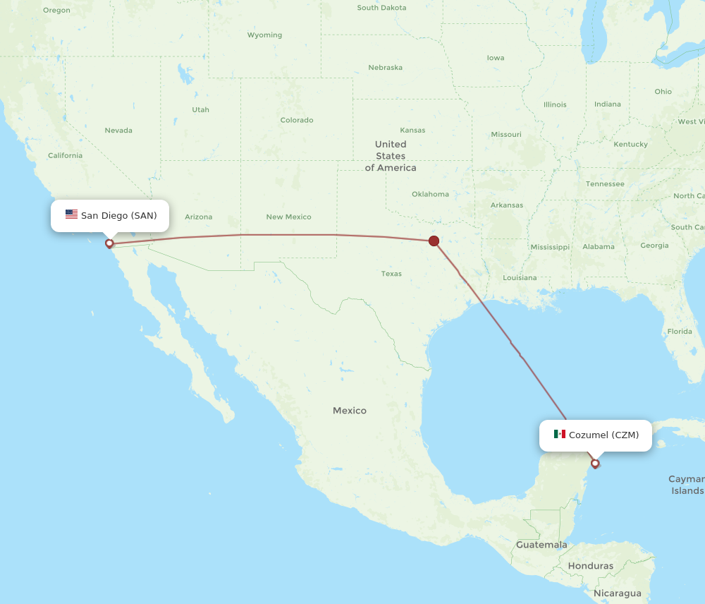 Flights from San Diego to Cozumel SAN to CZM Flight Routes