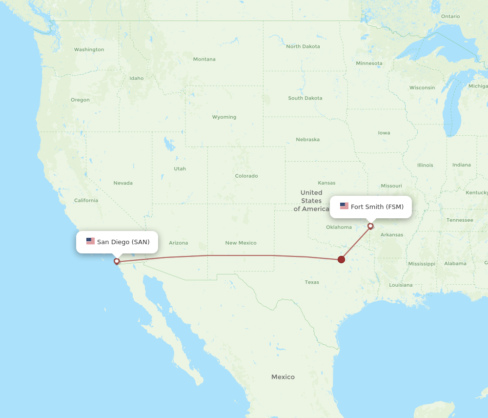 All Flight Routes From San Diego To Fort Smith San To Fsm Flight Routes 5988