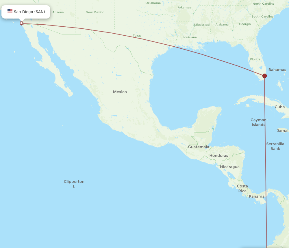 Flights from San Diego to Guayaquil SAN to GYE Flight Routes