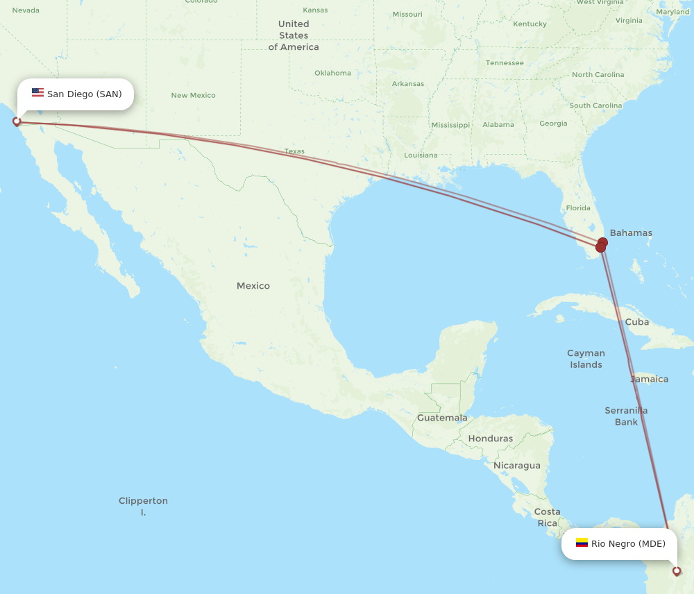 Flights from San Diego to Medellin SAN to MDE Flight Routes