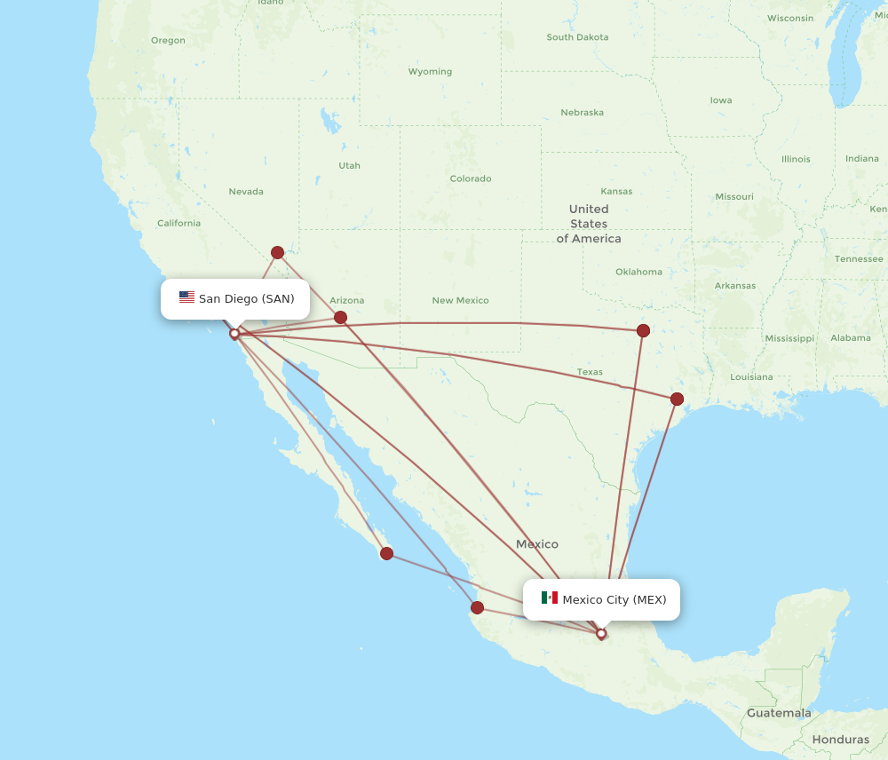 Flights from San Diego to Mexico City SAN to MEX Flight Routes