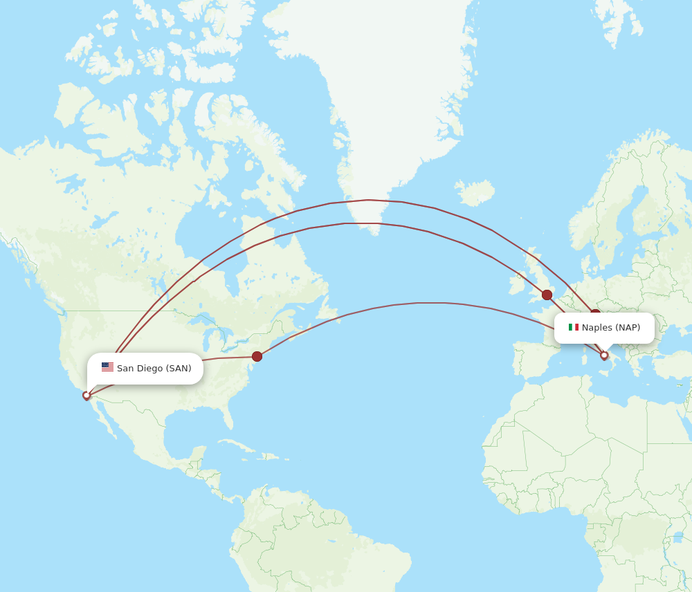 Flights from San Diego to Naples SAN to NAP Flight Routes