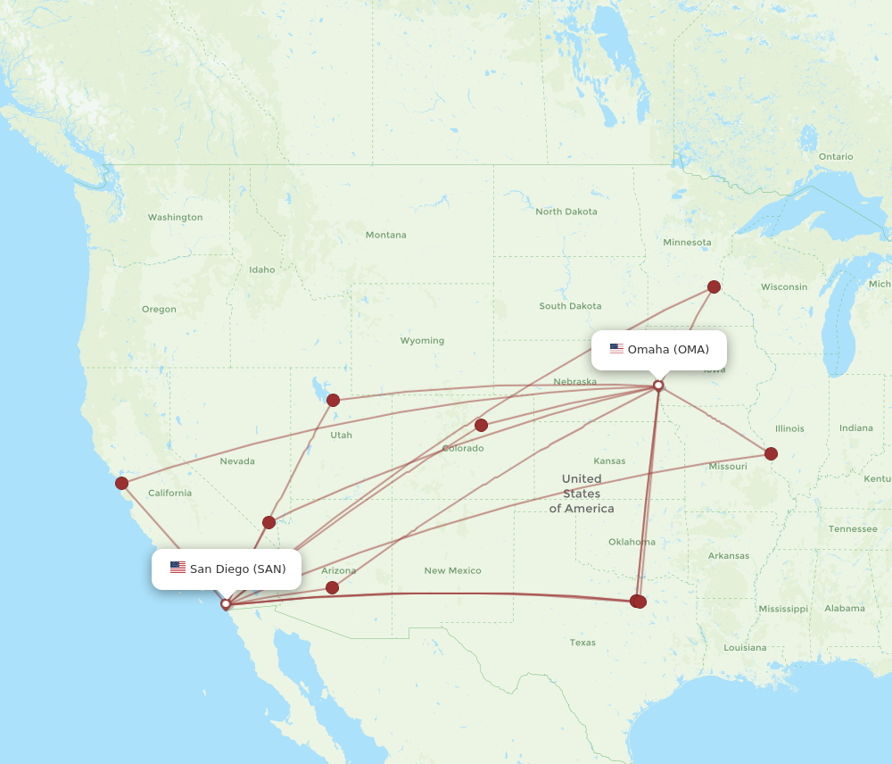 round trip airfare omaha to san diego