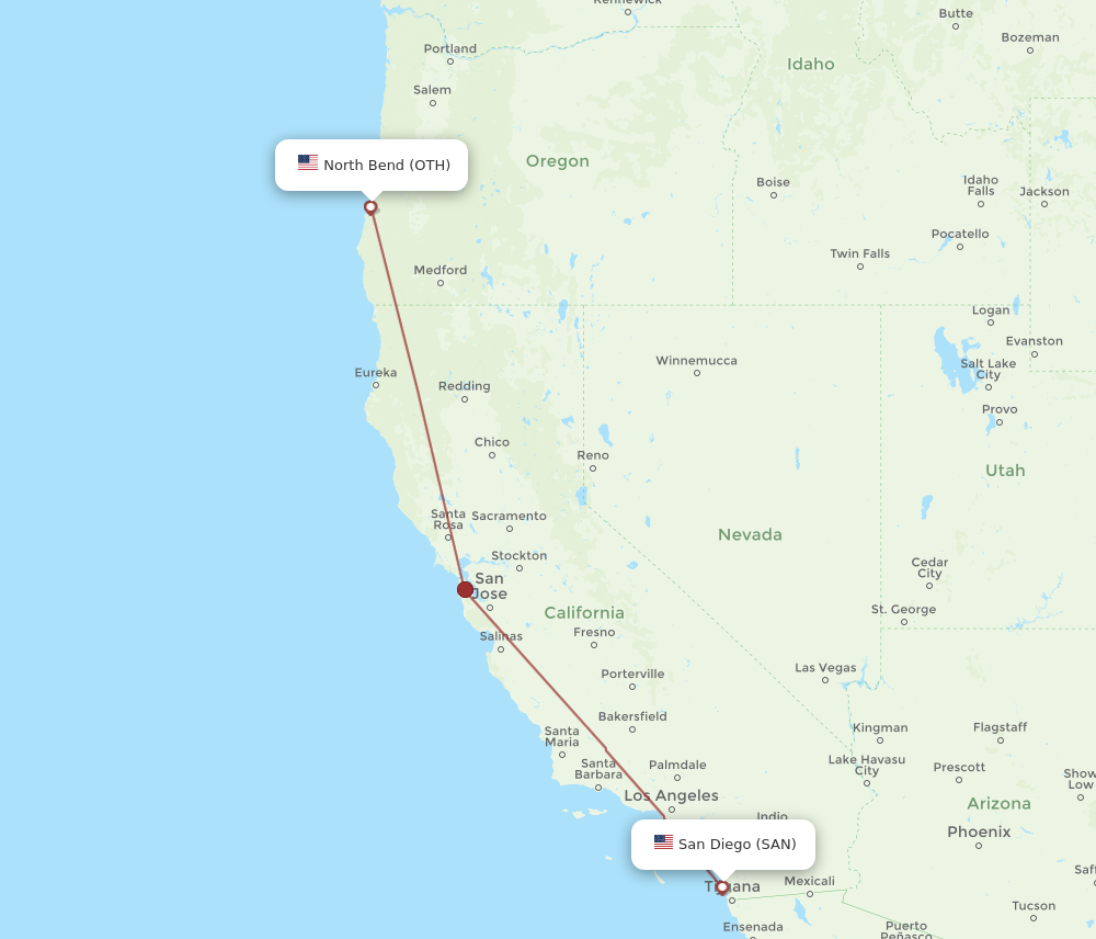 Flights from San Diego to North Bend SAN to OTH Flight Routes