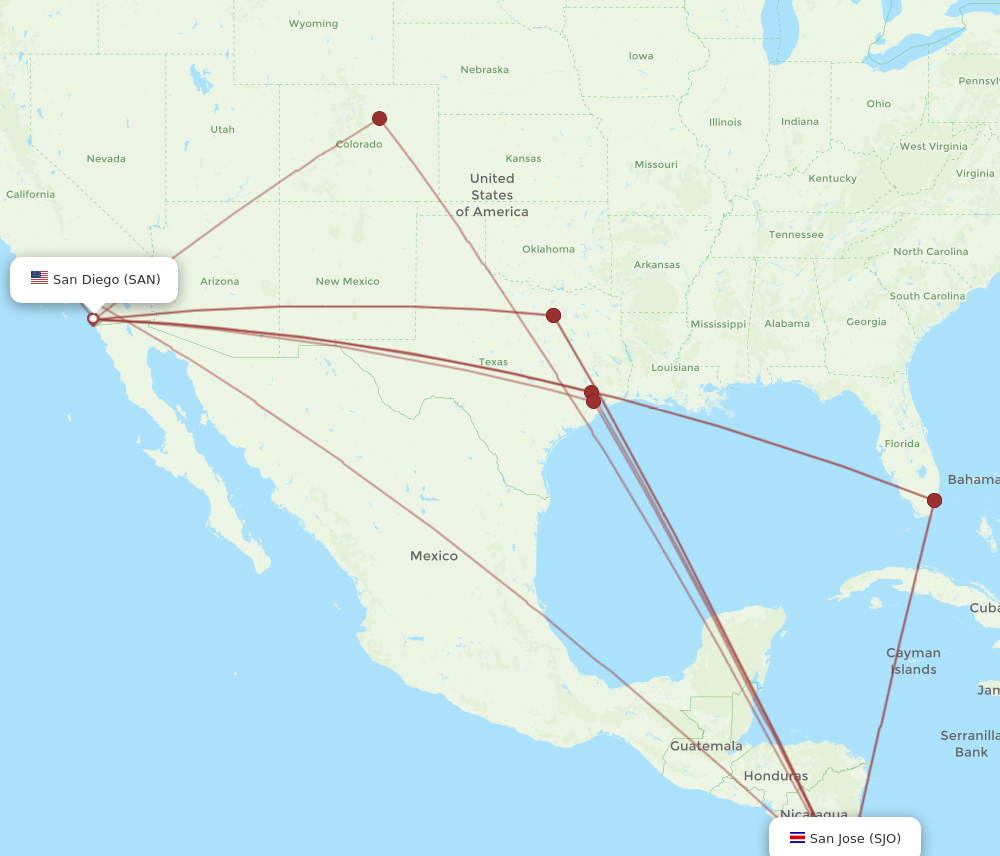 Flights from San Diego to San Jose SAN to SJO Flight Routes