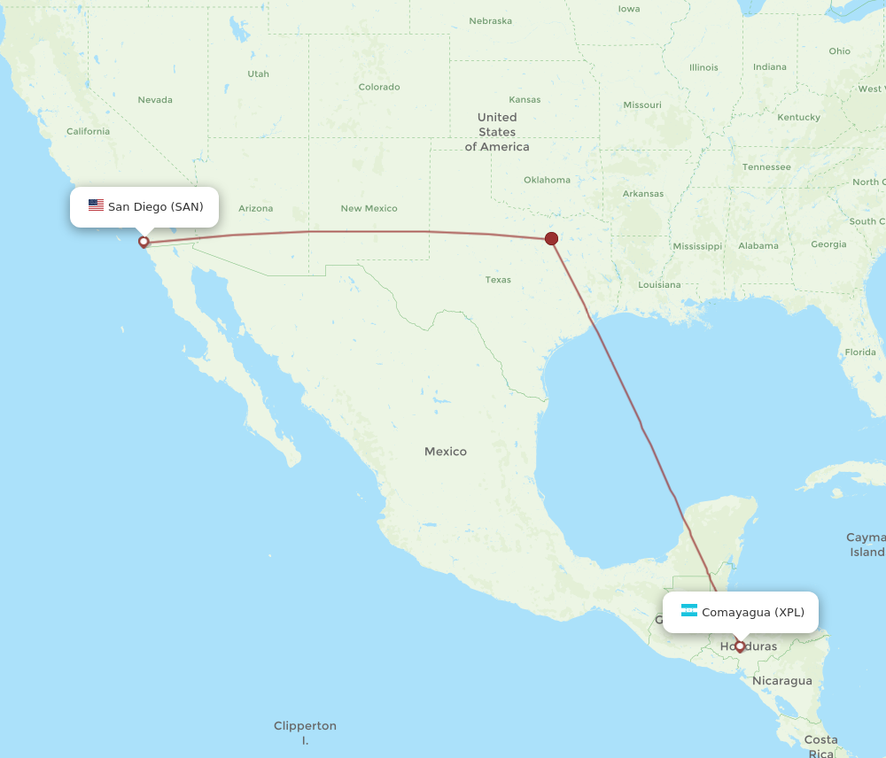 Flights from San Diego to Comayagua SAN to XPL Flight Routes