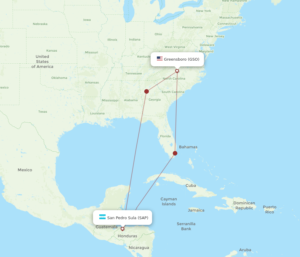 Flights from San Pedro Sula to Greensboro High Point SAP to GSO