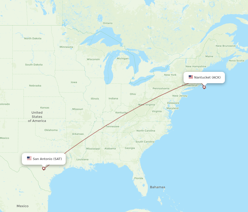 Flights from San Antonio to Nantucket SAT to ACK Flight Routes