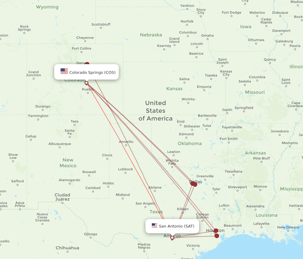 Flights from San Antonio to Colorado Springs SAT to COS Flight