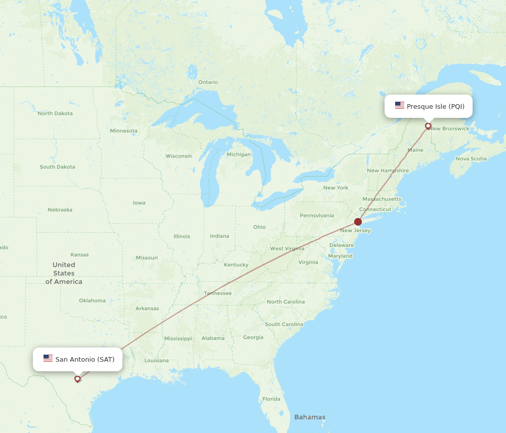 Flights from San Antonio to Presque Isle SAT to PQI Flight Routes