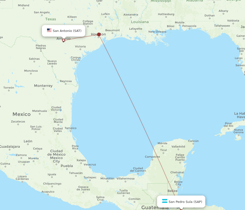 Flights from San Antonio to San Pedro Sula SAT to SAP Flight Routes