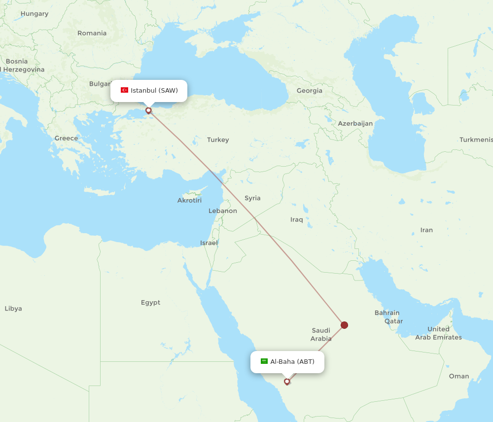 Flights from Istanbul to Al Baha SAW to ABT Flight Routes