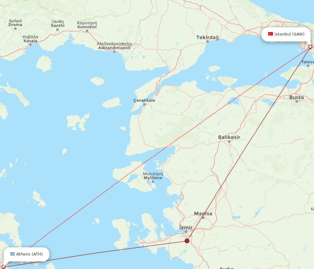 Flights from Istanbul to Athens SAW to ATH Flight Routes