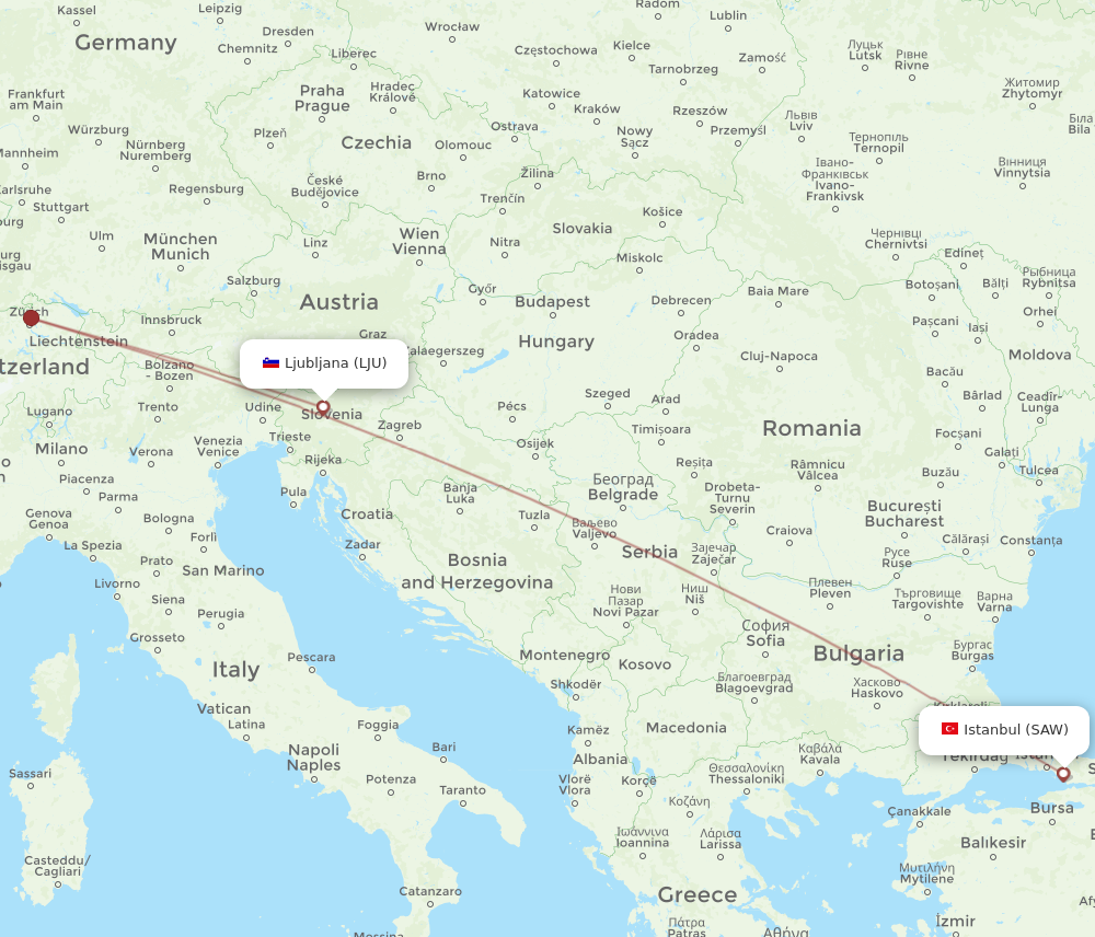 Flights from Istanbul to Ljubljana, SAW to LJU - Flight Routes