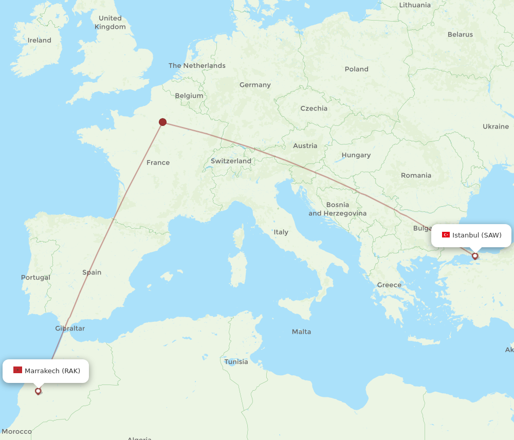 Flights from Istanbul to Marrakech SAW to RAK Flight Routes