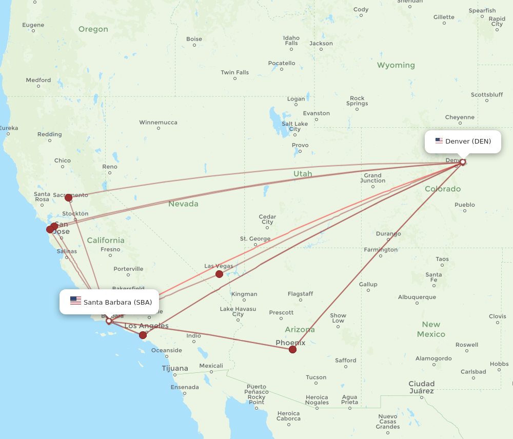 Flights from Santa Barbara to Denver SBA to DEN Flight Routes