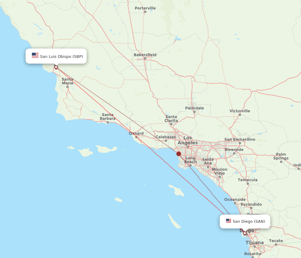 Flights from San Luis Obispo to San Diego SBP to SAN Flight Routes