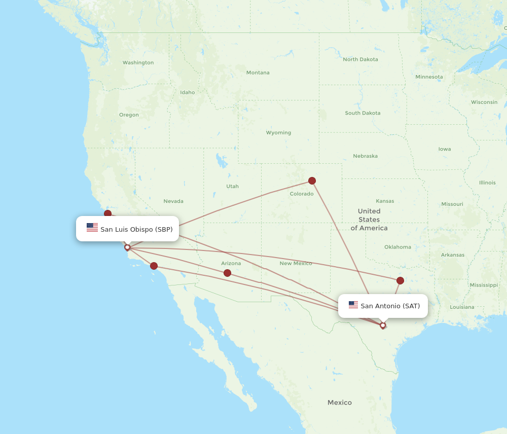 Flights from San Luis Obispo to San Antonio SBP to SAT Flight