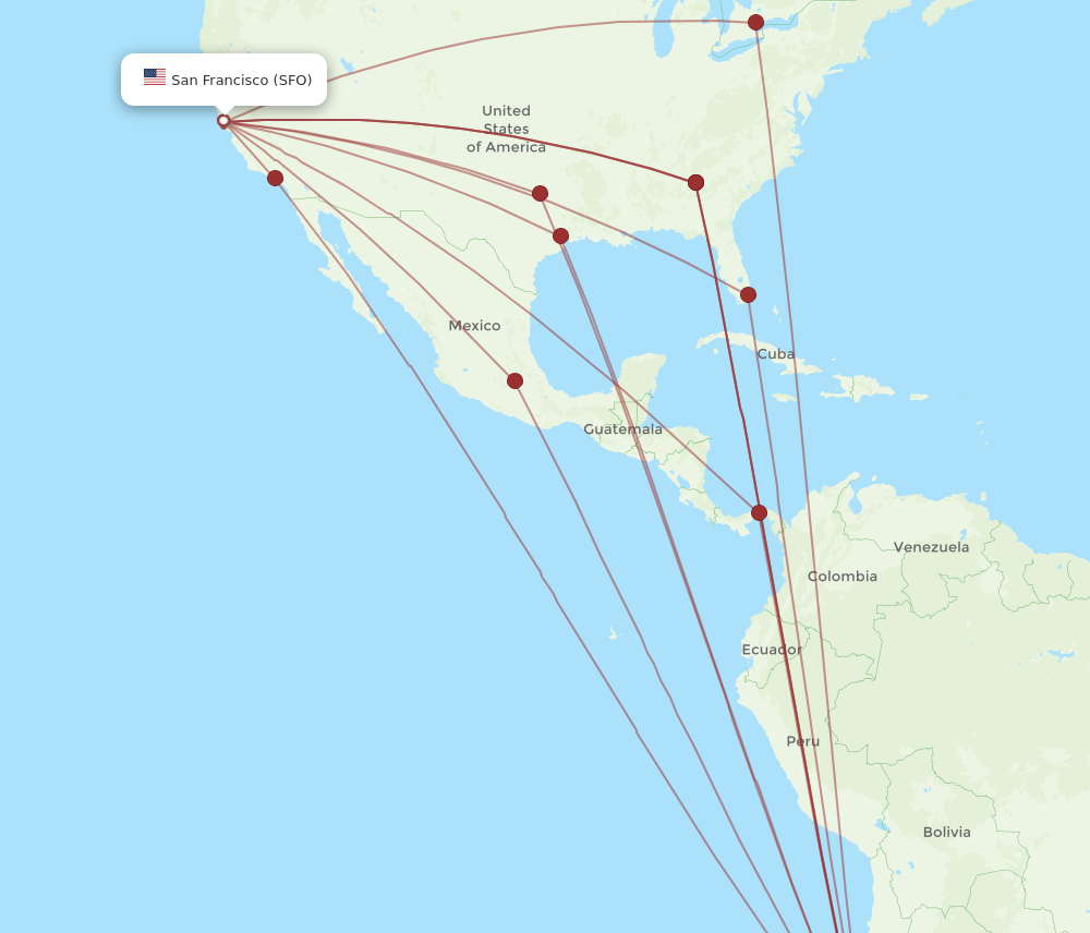 Flights from Santiago to San Francisco SCL to SFO Flight Routes