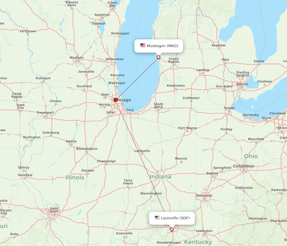 Flights from Louisville to Muskegon SDF to MKG Flight Routes