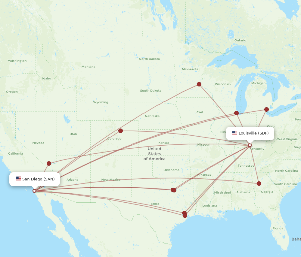 Flights from Louisville to San Diego, SDF to SAN - Flight Routes