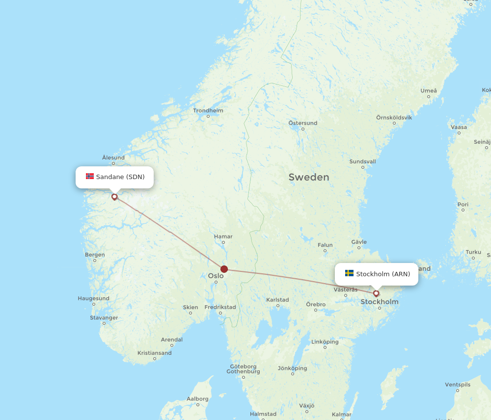 Flights from Sandane to Stockholm SDN to ARN Flight Routes