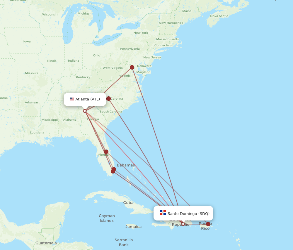 Flights from Santo Domingo to Atlanta SDQ to ATL Flight Routes