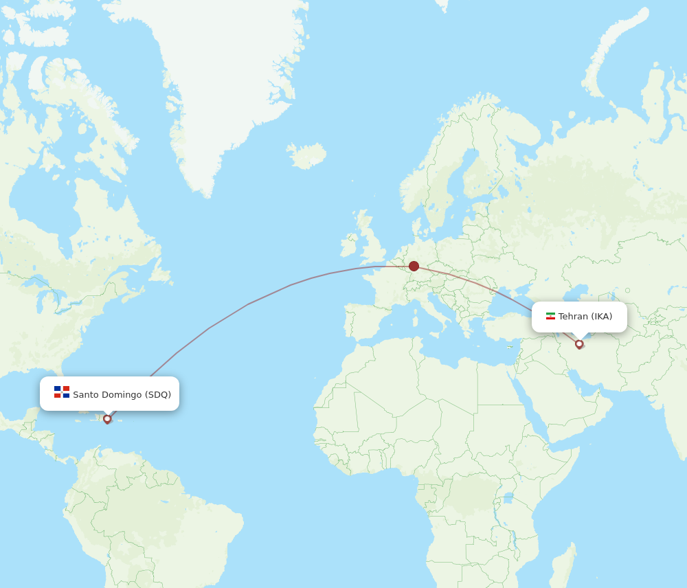 Flights from Tehran to Santo Domingo IKA to SDQ Flight Routes