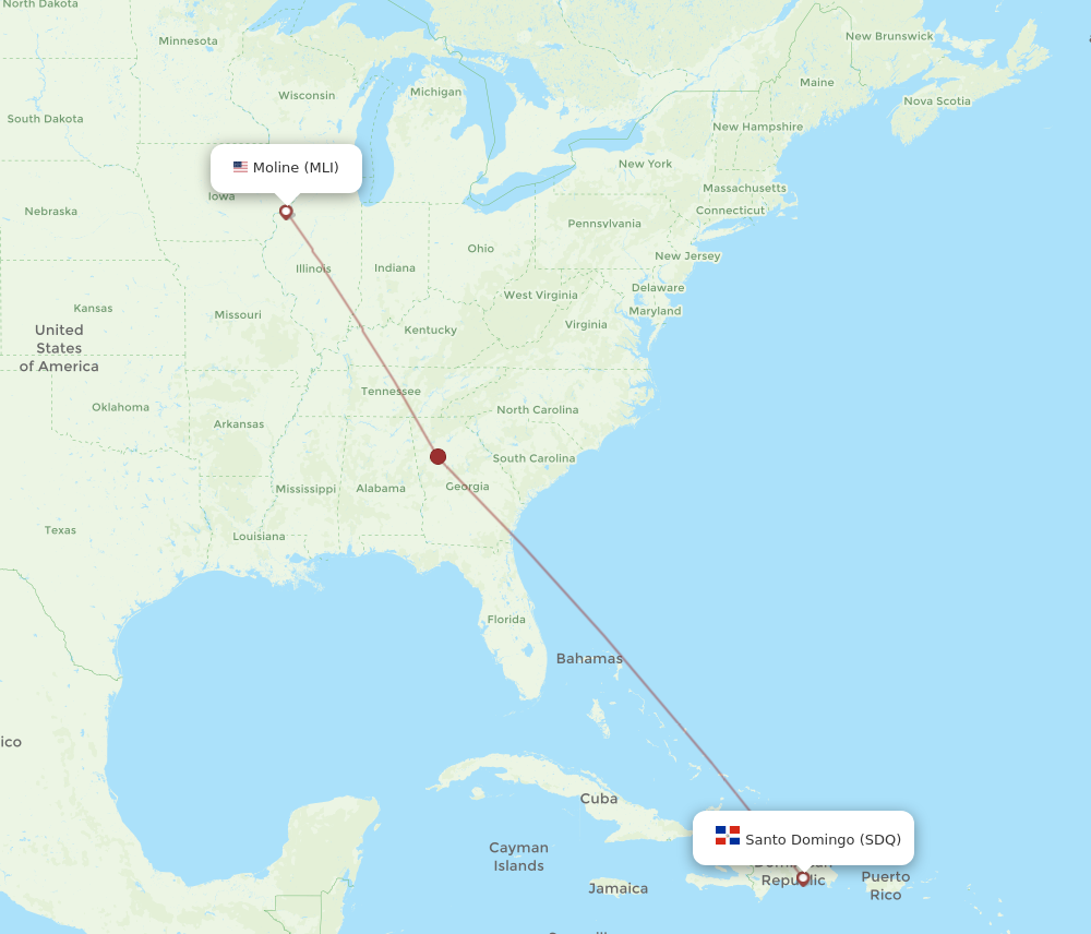 Flights from Santo Domingo to Moline, SDQ to MLI - Flight Routes