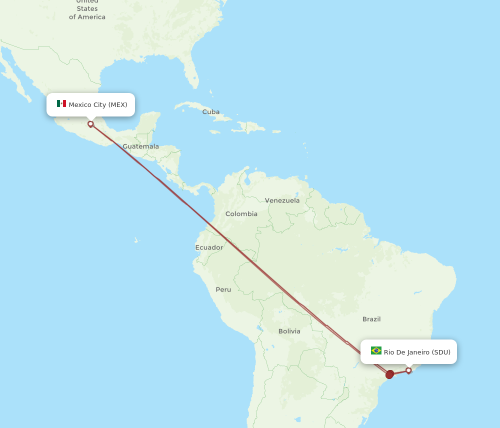 Flights from Rio De Janeiro to Mexico City SDU to MEX Flight Routes