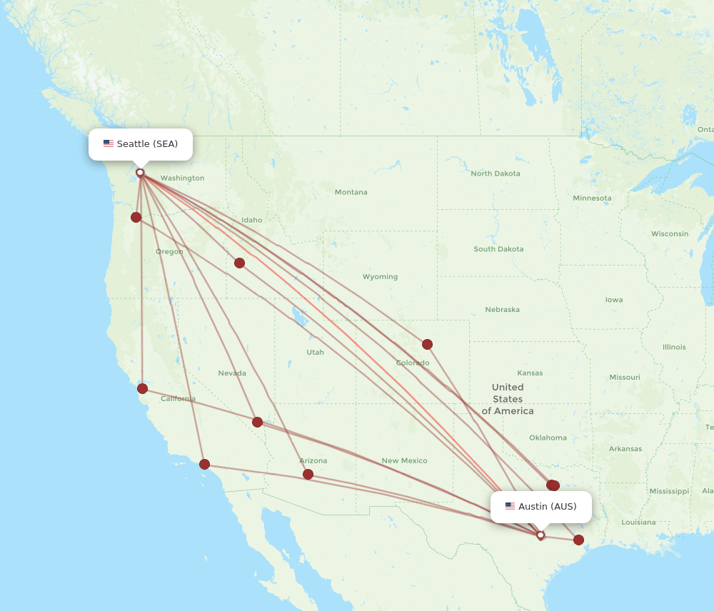 Flights from Seattle to Austin SEA to AUS Flight Routes