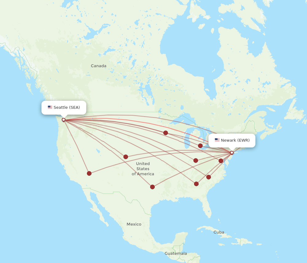 Flights from Seattle to New York SEA to EWR Flight Routes