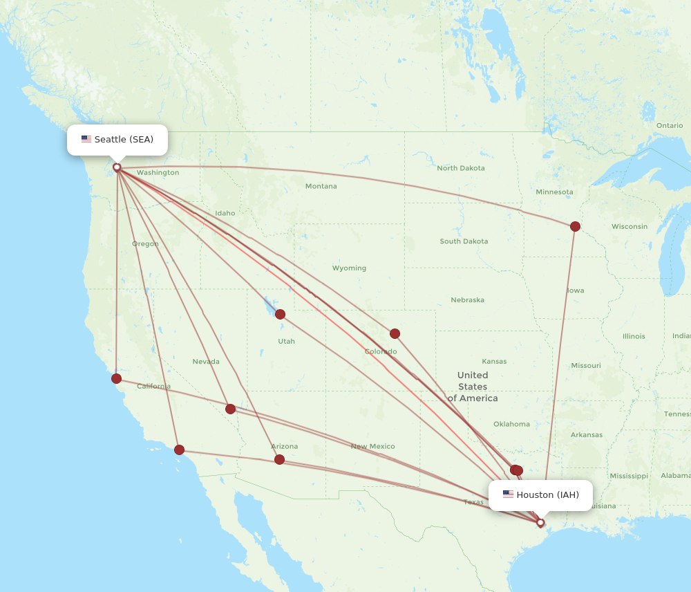 Flights from Seattle to Houston SEA to IAH Flight Routes