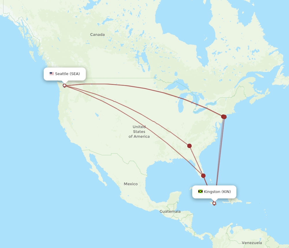 All flight routes from Seattle to Kingston, SEA to KIN - Flight Routes