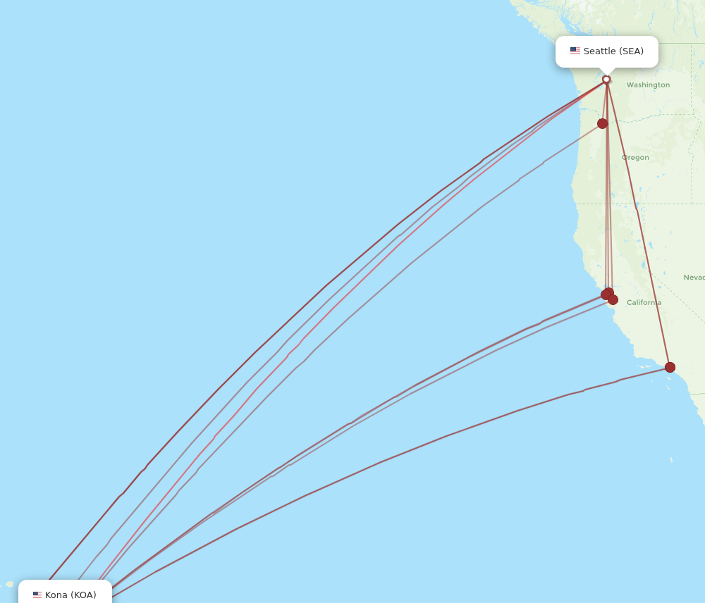 Flights from Seattle to Kailua Kona SEA to KOA Flight Routes