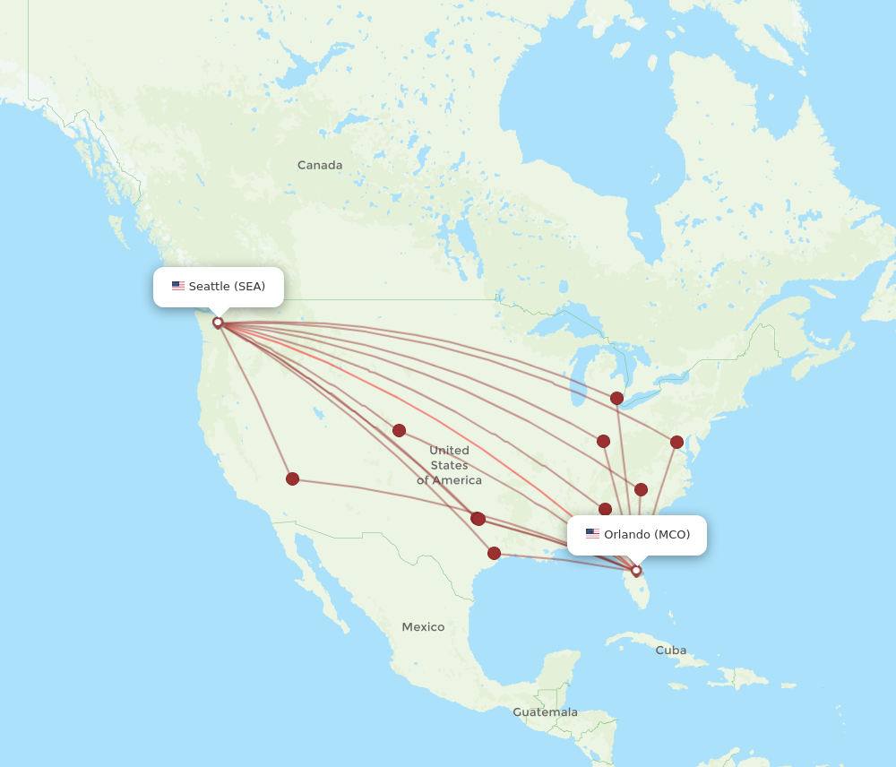 Flights from Seattle to Orlando SEA to MCO Flight Routes