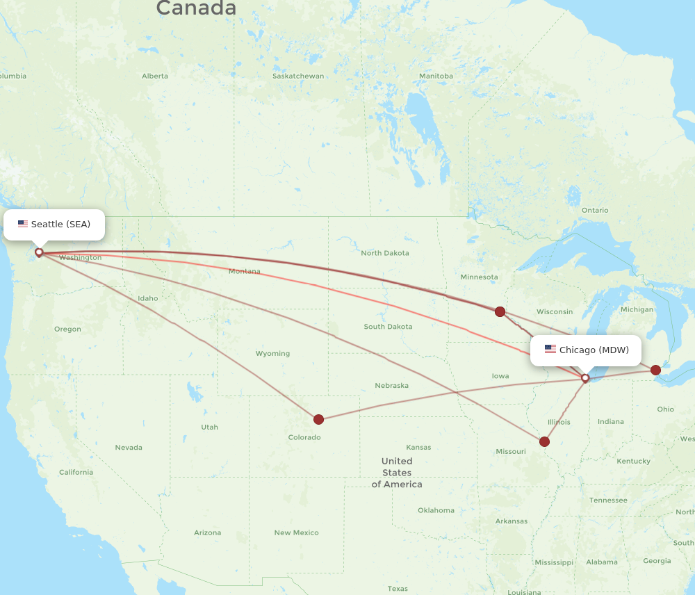 Flights from Seattle to Chicago SEA to MDW Flight Routes