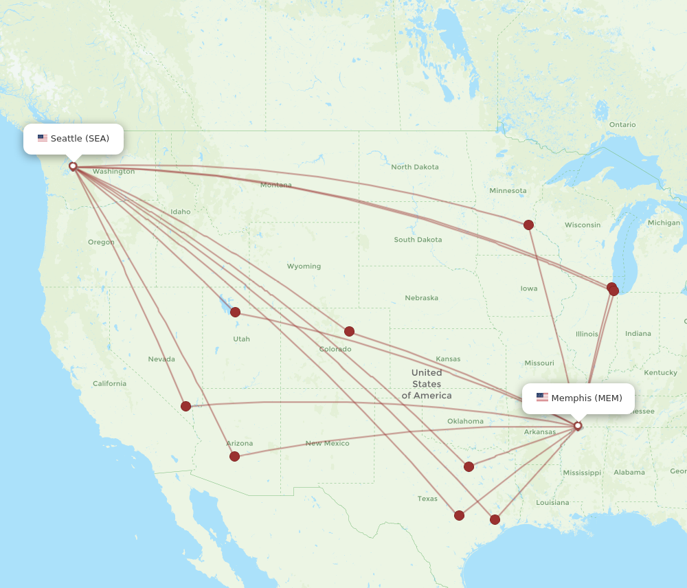 Flights from Seattle to Memphis SEA to MEM Flight Routes