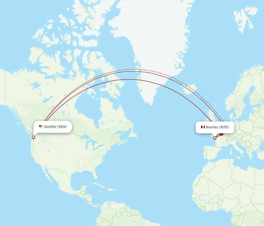 Flights from Seattle to Nantes SEA to NTE Flight Routes