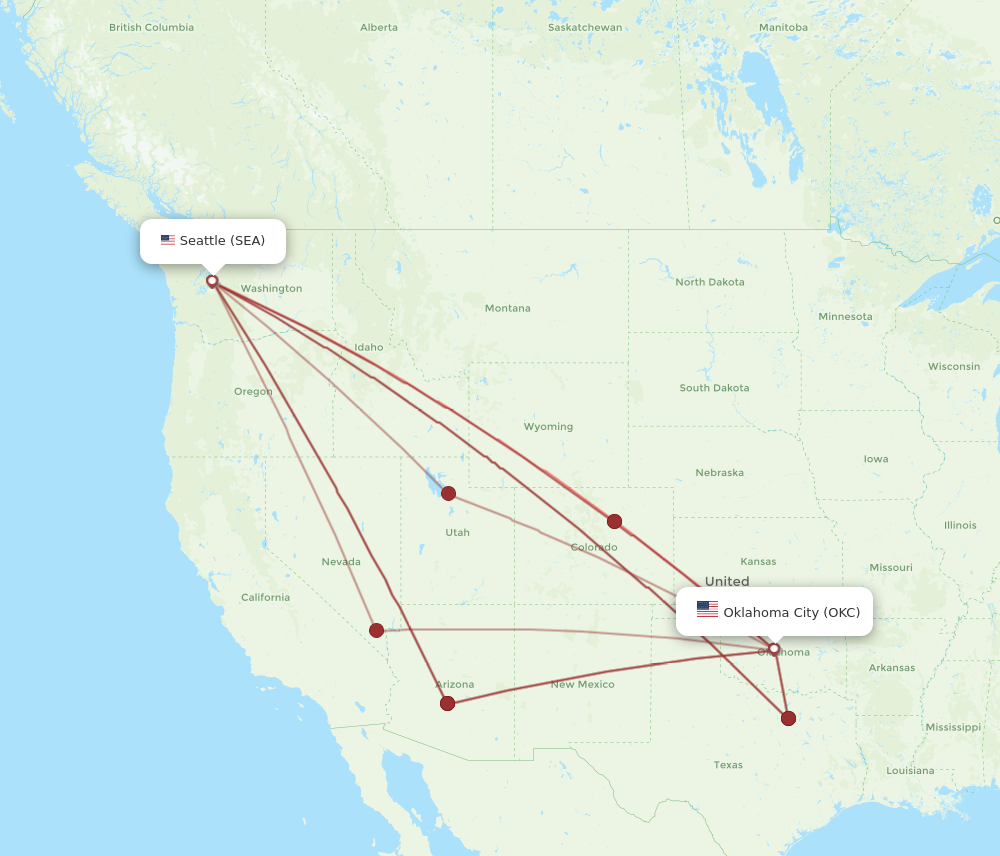 Flights from Seattle to Oklahoma City SEA to OKC Flight Routes