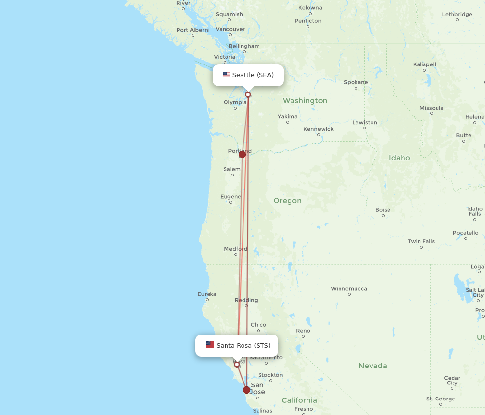 Flights from Seattle to Santa Rosa SEA to STS Flight Routes