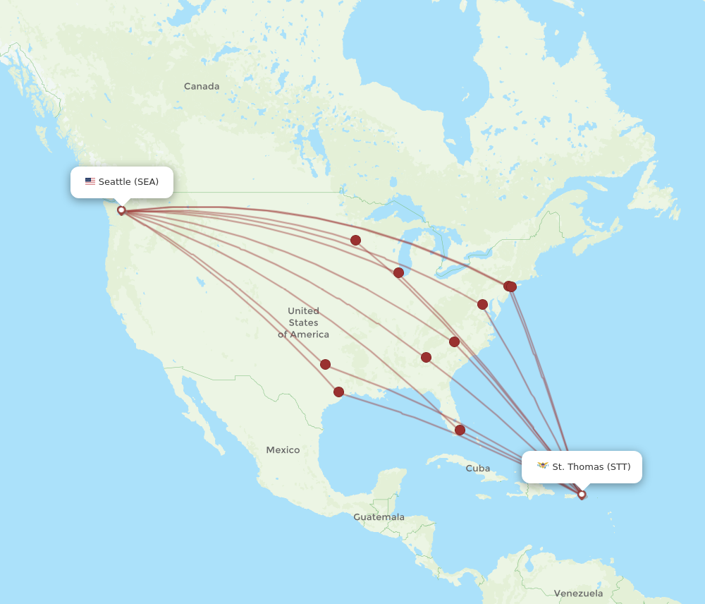 Flights from Seattle to Saint Thomas SEA to STT Flight Routes