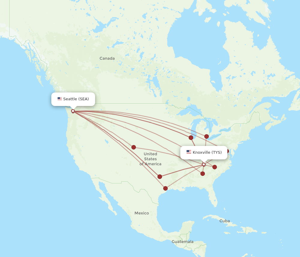 All flight routes from Seattle to Knoxville, SEA to TYS - Flight Routes